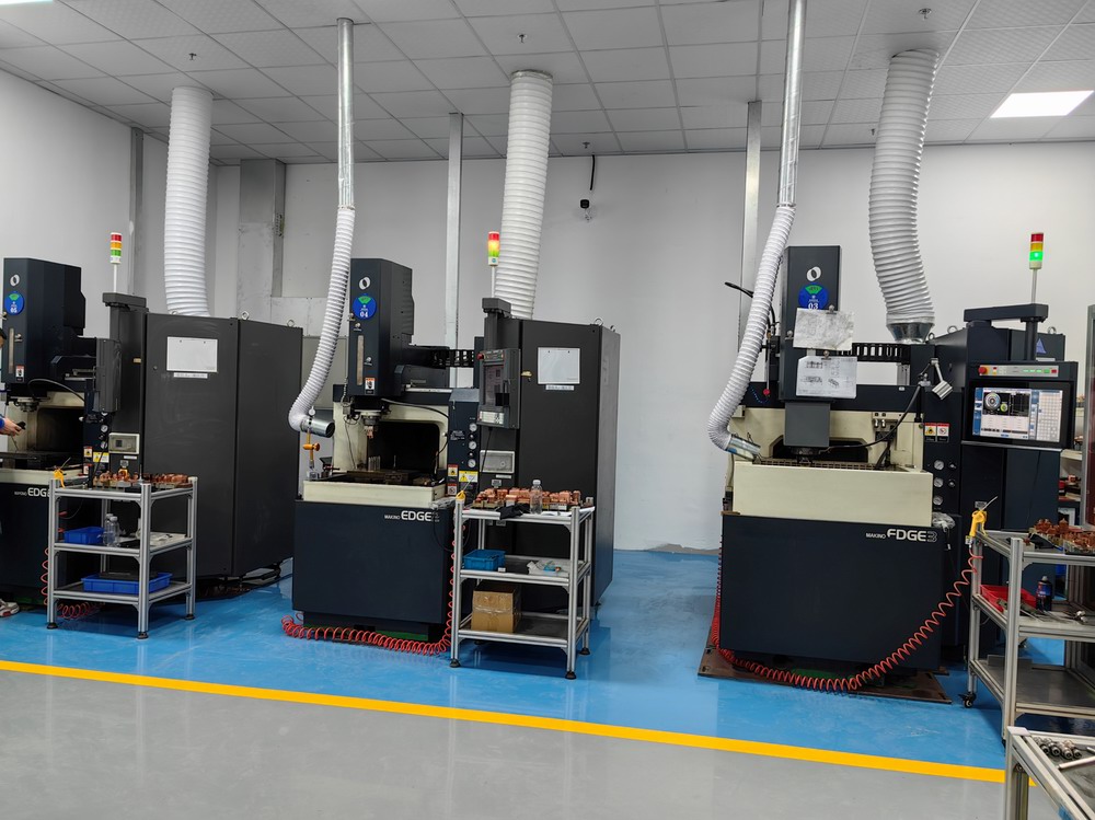 3 Makino spark machines and 2 Sodick spark machines